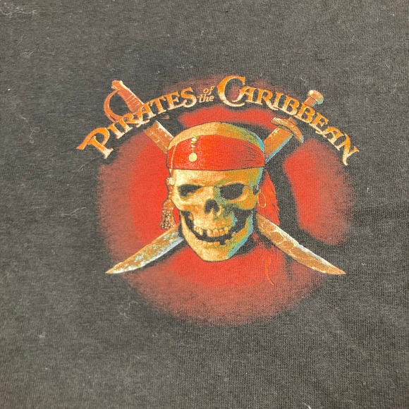 Vintage Pirates Of The Caribbean Shirt Mens XXL Black Logo Skeleton Crew Y2K Tee - Picture 3 of 11
